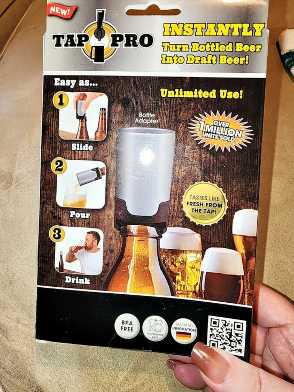 Tap Pro Bottle Adapter in Silver & Black NWT